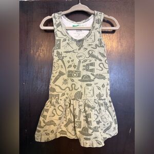 Winter Water Factory 2T green scientist print sleeveless cotton dress